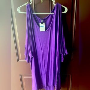 4x cold shoulder plus t shirt purple